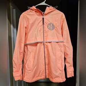 Charles River New Englander Rain Jacket – Coral/Peach – Monogram ESN – Size M